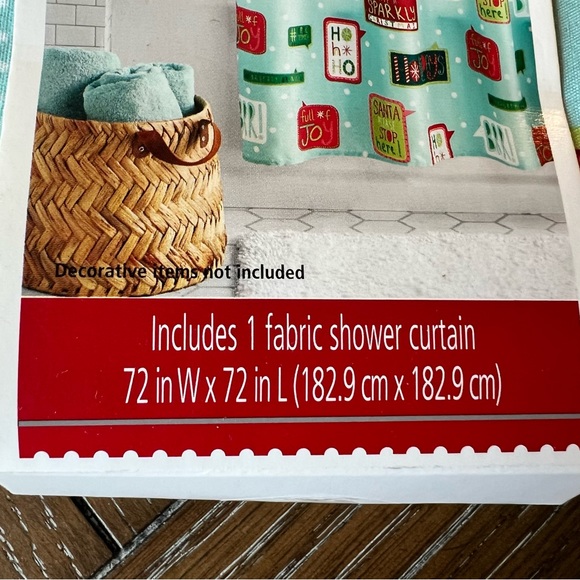 Holiday Time Green Typography Polyester Shower Curtain, 72 in x 72 in - Picture 3 of 6